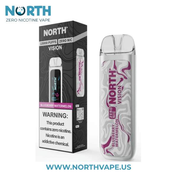 Blueberry Watermelon North Vision Zero Nicotine 15K Disposable Vape