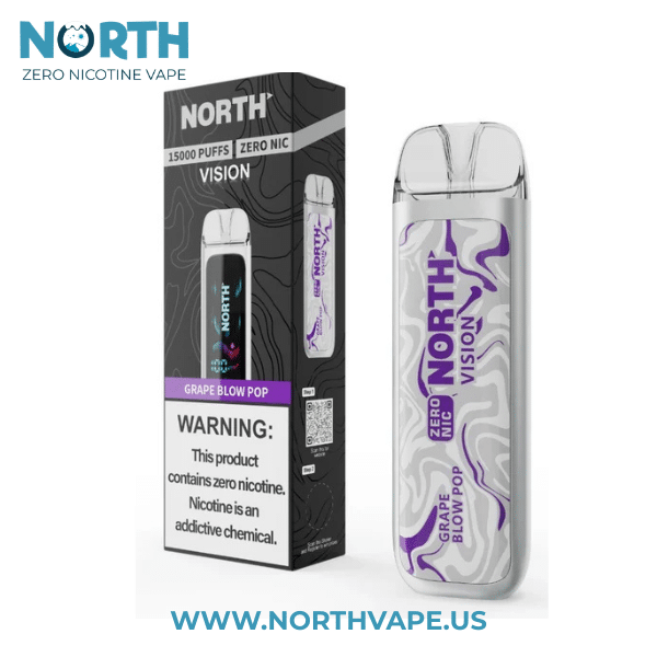 Grape Blow Pop North Vision Zero Nicotine 15K Disposable Vape