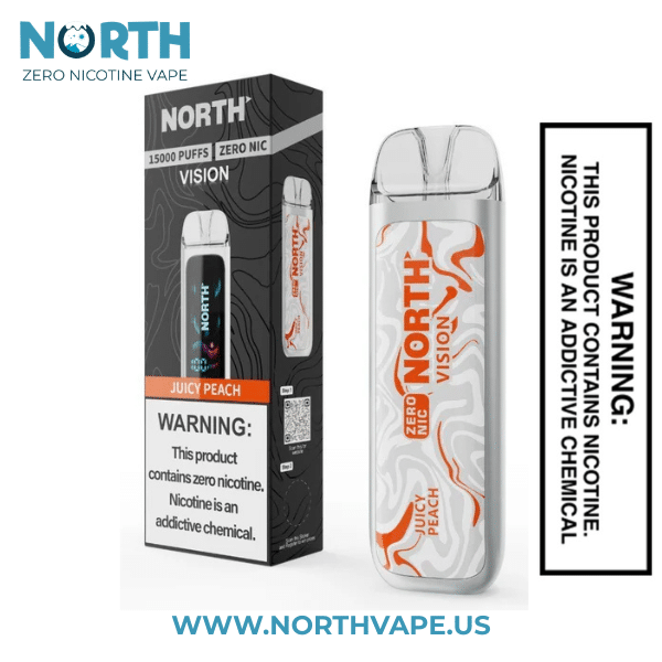 Juicy Peach North Vision Zero Nicotine 15K Disposable Vape